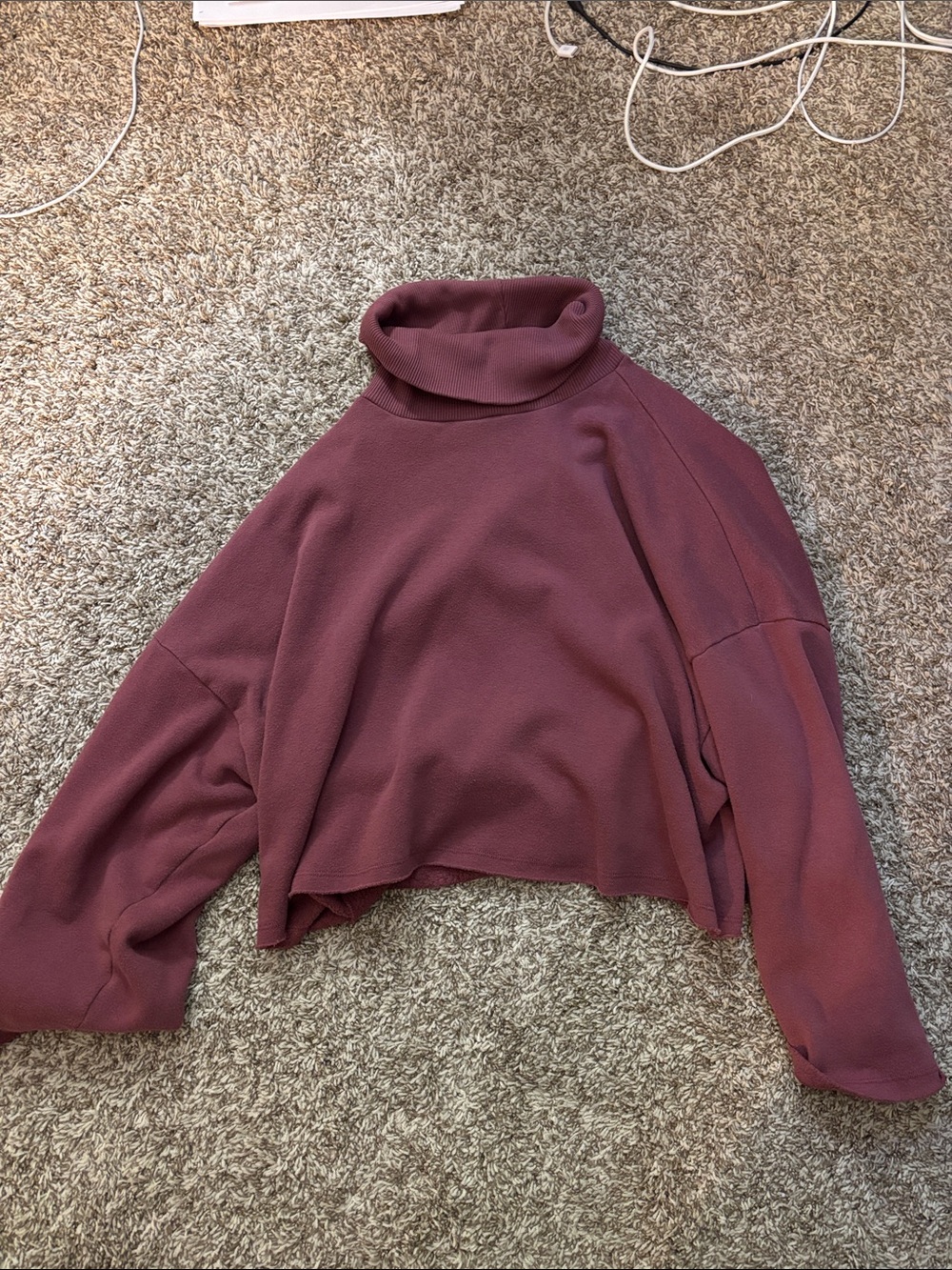 American Eagle Outfitters Cropped Turtleneck Sweater - Mauve